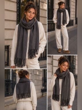J. Ferrar Women's Scarf Solid Grey Heather 19” X 75”  NWT